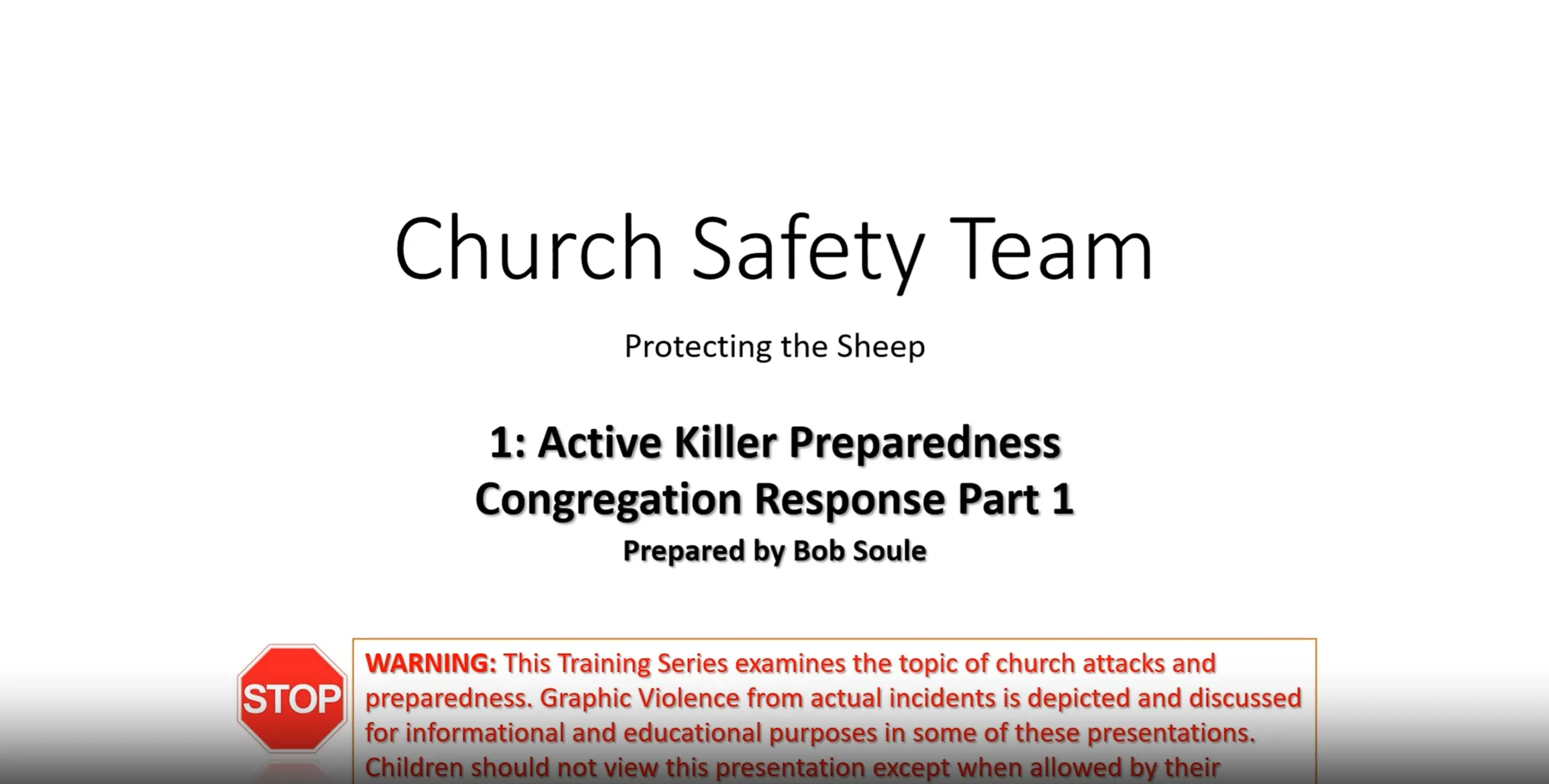 Section 1 Part 1 Church Safety Series