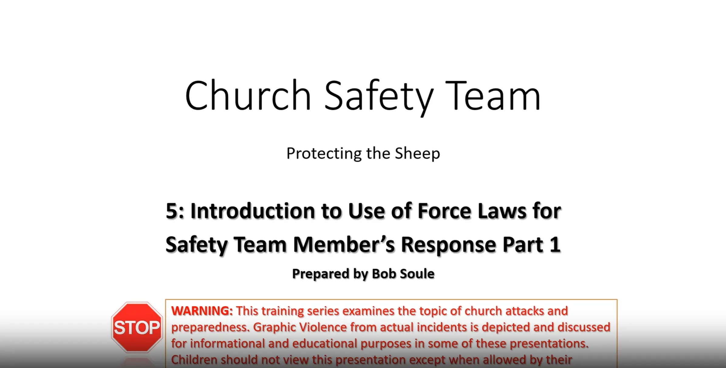 Section 5 Part 1 Church Safety Series